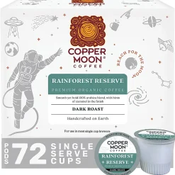 Copper Moon Single-Serve Coffee Pods for Keurig K-Cup Brewers, Dark Roast, Organic Rainforest Reserve, 72 Count