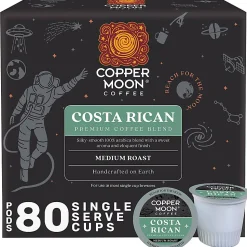 Copper Moon Single-Serve Coffee Pods for Keurig K-Cup Brewers, Medium Roast, Costa Rican Blend, 80 Count