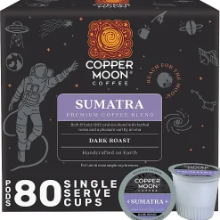 Copper Moon Single-Serve Coffee Pods for Keurig K-Cup Brewers, Dark Roast, Sumatra Blend, 80 Count