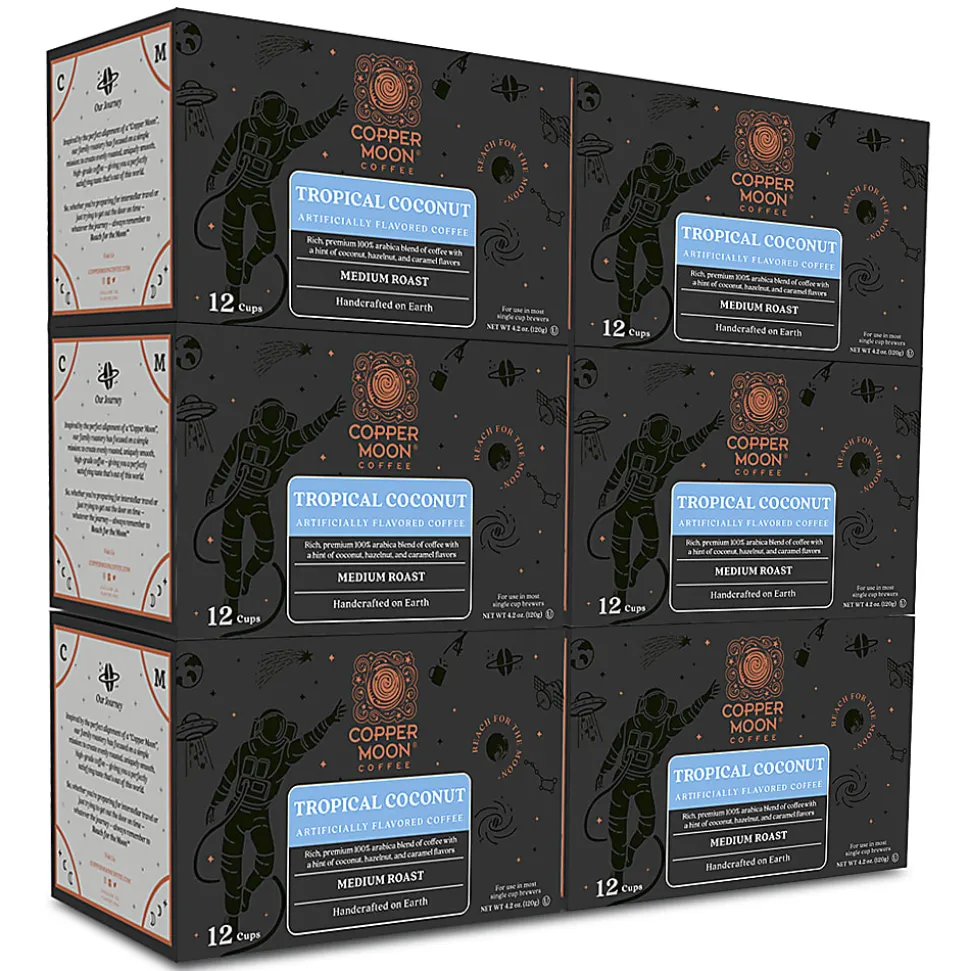 Copper Moon Single-Serve Coffee Pods for Keurig K-Cup Brewers, Medium Roast, Tropical Coconut Blend, 72 Count