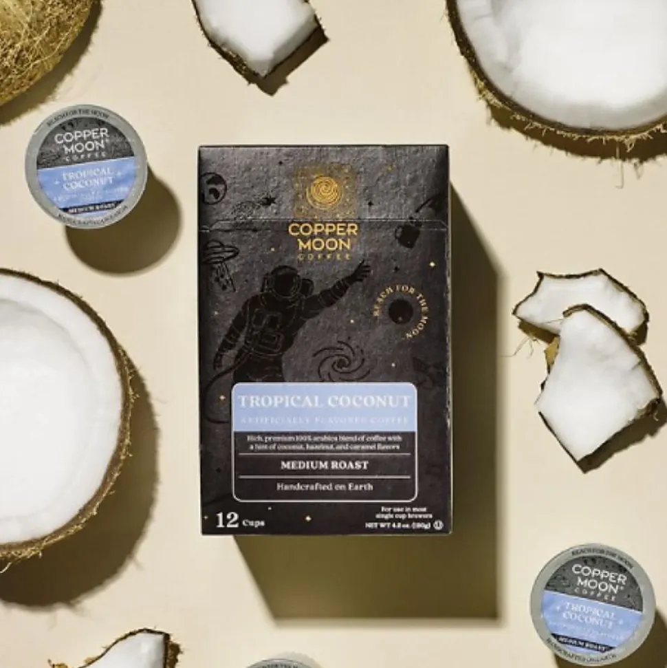 Copper Moon Single-Serve Coffee Pods for Keurig K-Cup Brewers, Medium Roast, Tropical Coconut Blend, 72 Count
