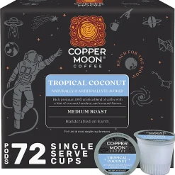 Copper Moon Single-Serve Coffee Pods for Keurig K-Cup Brewers, Medium Roast, Tropical Coconut Blend, 72 Count