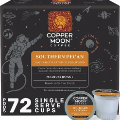 Copper Moon Single-Serve Coffee Pods for Keurig K-Cup Brewers, Medium Roast, Southern Pecan Blend, 72 Count