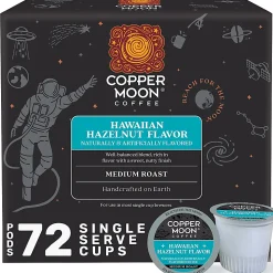Copper Moon Single Serve Coffee Pods for Keurig K-Cup Brewers, Medium Roast, Hawaiian Hazelnut Blend, 72 Count