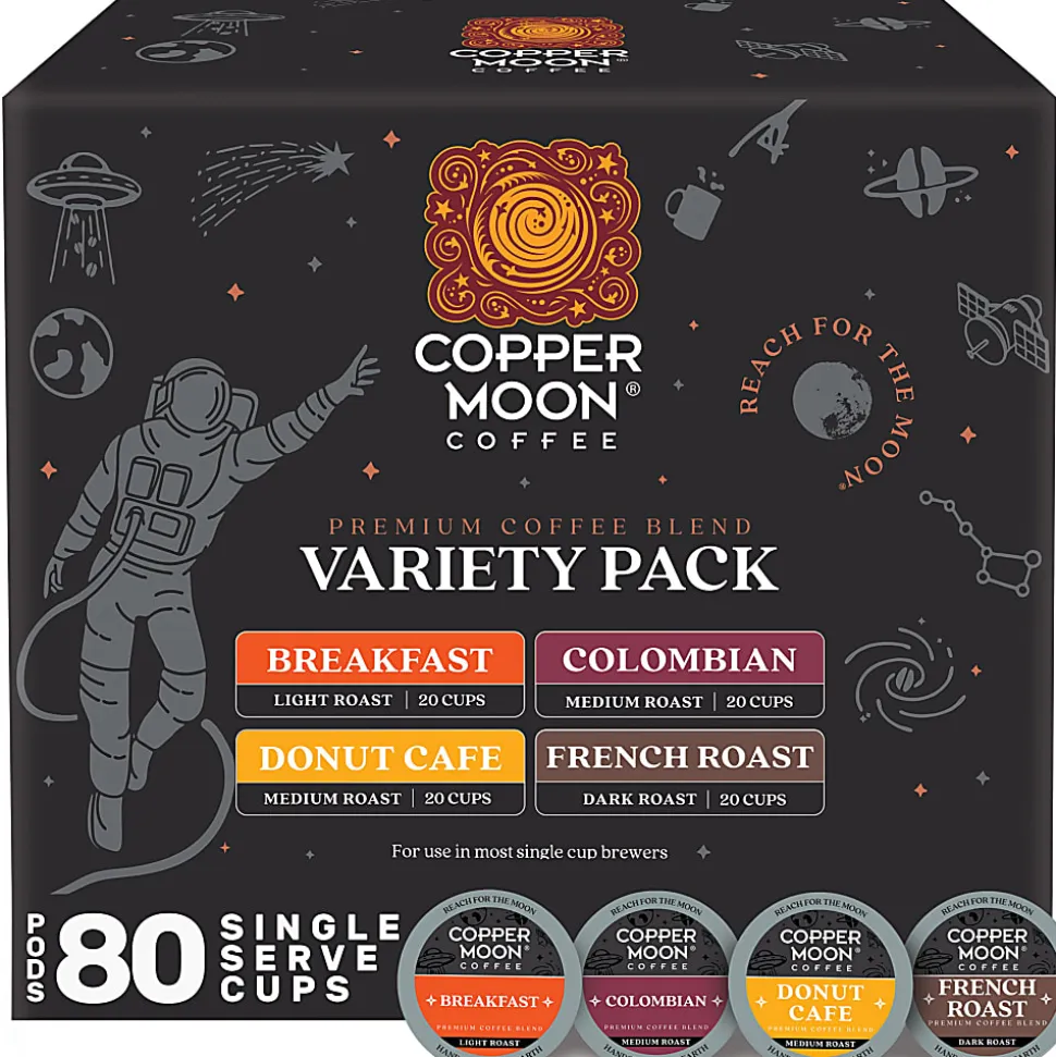 Copper Moon Single-Serve Coffee Pods for Keurig K-Cup Brewers, 4 Blend Variety Pack, 80 Count
