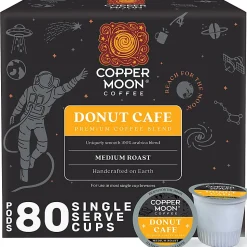 Copper Moon Single-Serve Coffee Pods for Keurig K-Cup Brewers, Medium Roast, Donut Café, 80 Count