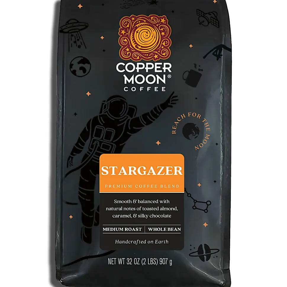 Copper Moon Whole Bean Coffee, Medium Roast, Stargazer Blend, 2 Lb