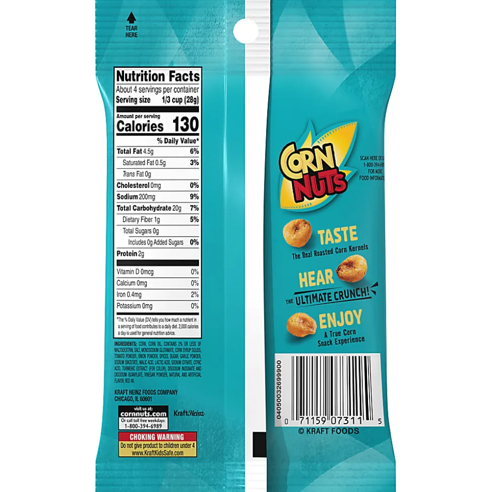 Corn Nuts Ranch Crunchy Corn Kernels, 4 Oz, Pack Of 12 Snack Bags