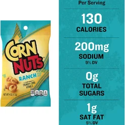 Corn Nuts Ranch Crunchy Corn Kernels, 4 Oz, Pack Of 12 Snack Bags