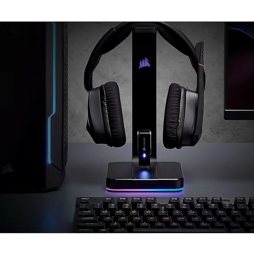 Corsair ST100 RGB Premium Headset Stand With 7.1 Surround Sound - Wired - Headset, Mobile Phone - Charging Capability - CA9011167NA