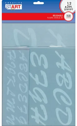 Cosco Plastic Stencil Kit, Script, 1", 2" And 3"