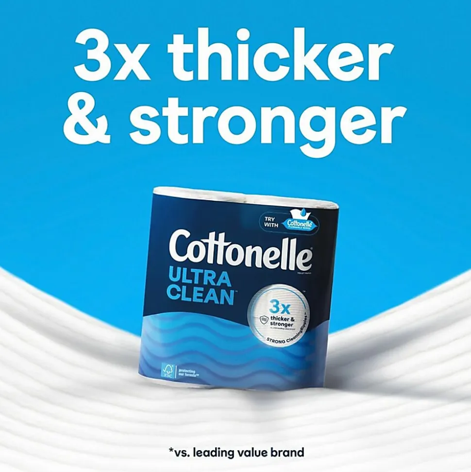 Cottonelle Ultra Clean Toilet Paper - 1 Ply - 248 Sheets/Roll - White - Paper, FiberPack - 12/Pack - 4 / Carton