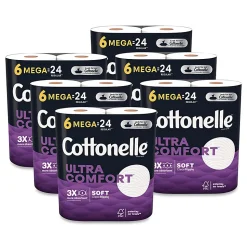 Cottonelle® Ultra ComfortCare Toilet Paper, Soft Tissue, Mega Rolls, Septic Safe, 2-Ply, White, 284/Roll, 6 Rolls/Pack, 36 Rolls/Carton