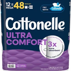 Cottonelle® Ultra ComfortCare Toilet Paper, Soft Tissue, Mega Rolls, Septic Safe, 2-Ply, White, 284/Roll, 12 Rolls/Pack, 48 Rolls/Carton
