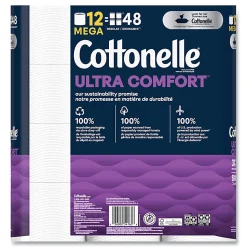 Cottonelle® Ultra ComfortCare Toilet Paper, Soft Tissue, Mega Rolls, Septic Safe, 2-Ply, White, 284/Roll, 12 Rolls/Pack, 48 Rolls/Carton