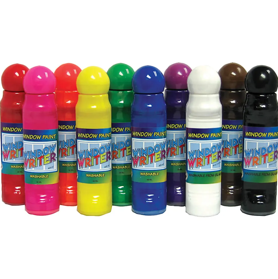Crafty Dab Window Writers Paint, 1.62 Oz, Assorted Colors, Pack Of 10