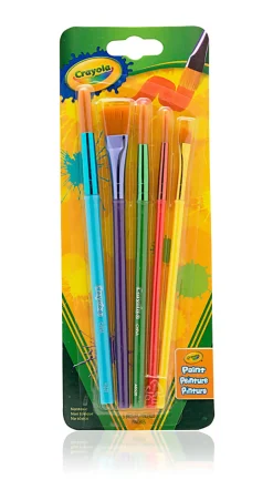 Crayola® Arts & Crafts Synthetic Brushes, Assorted, Pack Of 5