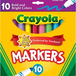 Crayola® Bold And Bright Broad Line Markers, Conical Point, White Barrel, Assorted Ink Colors, Box Of 10 Markers