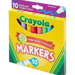 Crayola® Bold And Bright Broad Line Markers, Conical Point, White Barrel, Assorted Ink Colors, Box Of 10 Markers