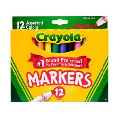 Crayola® Broad Line Markers, Assorted Classic And Bright Colors, Box Of 12