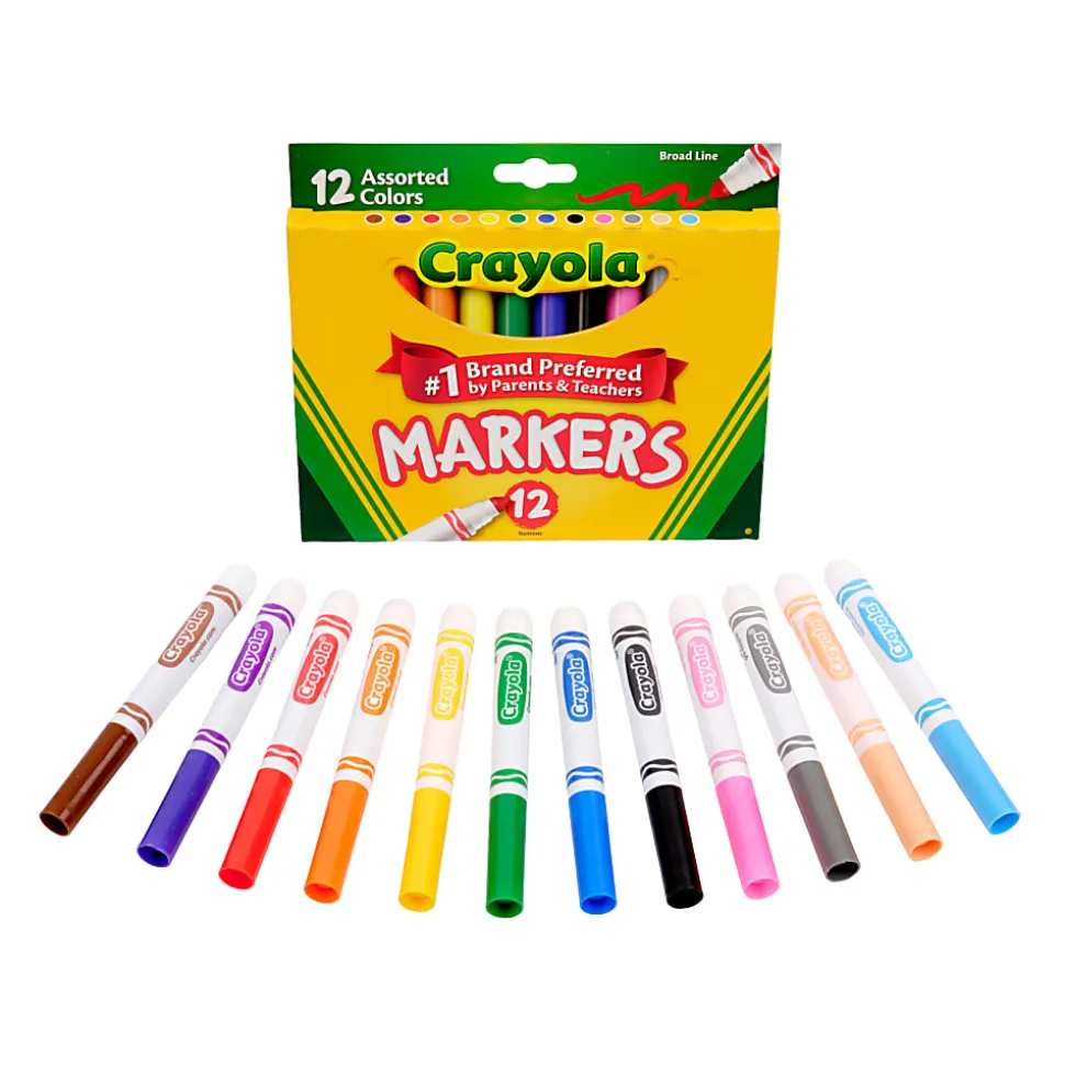 Crayola® Broad Line Markers, Assorted Classic And Bright Colors, Box Of 12