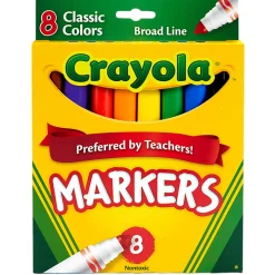 Crayola Broad Line Markers, 48 Markers Total, Broad Tips, Classic Colors, 8 Markers Per Box, Pack Of 6 Boxes