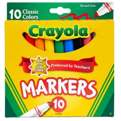 Crayola Broad Line Markers, Pack Of 6 Boxes, Broad Tips, Classic Colors, 10 Markers Per Box