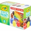 Crayola 6-color Acrylic Paint Set - 2 oz - 6 / Set - Deep Red, Brilliant Yellow, Burnt Umber, Ivory Black, Titanium White, Brilliant Blue