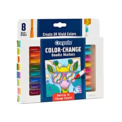 Crayola® Color Change Doodle Markers, Chisel Points, Assorted Barrel Colors/Multicolor Ink, Pack Of 8 Markers