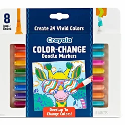 Crayola® Color Change Doodle Markers, Chisel Points, Assorted Barrel Colors/Multicolor Ink, Pack Of 8 Markers