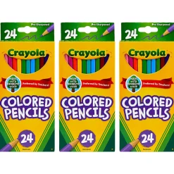 Crayola Colored Pencils, Assorted Colors, 24 Colored Pencils Per Box, Set Of 3 Boxes