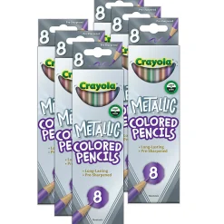 Crayola Colored Pencils, Metallic, 8 Pencils Per Pack, Bundle Of 6 Packs