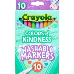 Crayola® Colors of Kindness Washable Markers, Fine Line, Assorted Colors, Pack Of 10 Markers