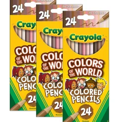 Crayola Colors of the World Colored Pencils, Assorted Colors, 24 Colored Pencils Per Pack, Set Of 3 Packs