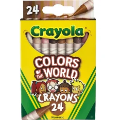 Crayola Colors Of The World Crayons, Assorted Colors, 24 Crayons Per Pack, Set Of 12 Packs