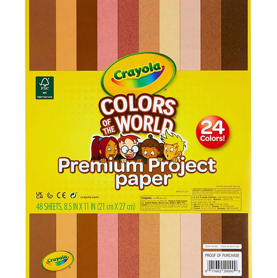Crayola® Colors Of The World Premium Project Paper, 8-1/2" x 10-1/2", Assorted Colors, Pack Of 48 Sheets