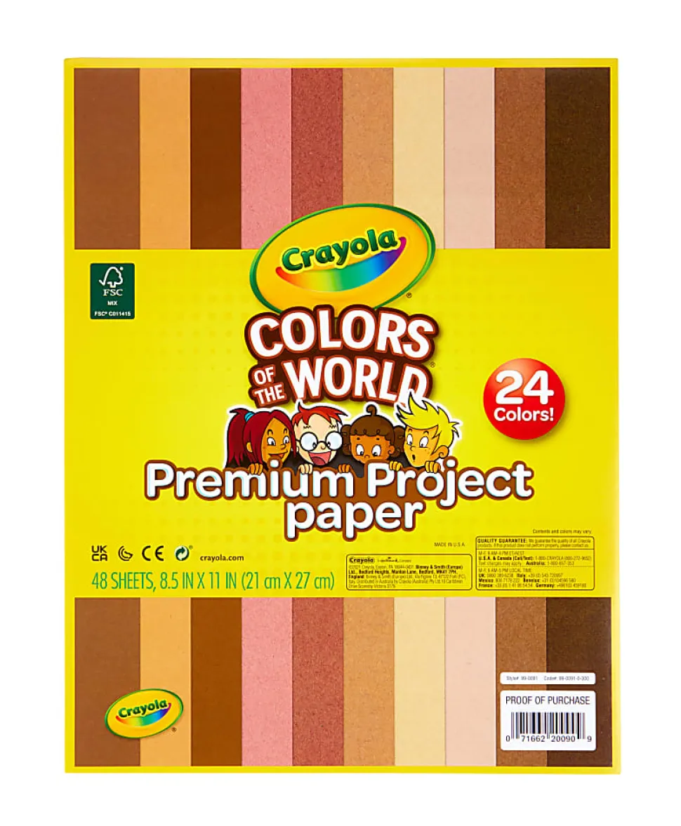 Crayola® Colors Of The World Premium Project Paper, 8-1/2" x 10-1/2", Assorted Colors, Pack Of 48 Sheets