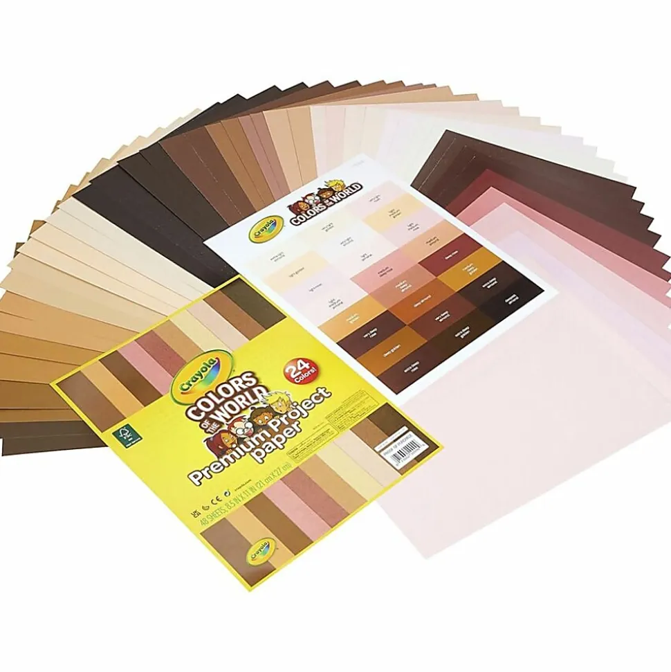 Crayola® Colors Of The World Premium Project Paper, 8-1/2" x 10-1/2", Assorted Colors, Pack Of 48 Sheets