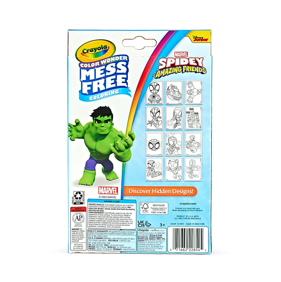 Crayola Color Wonder Spidey & His Amazing Friends Mini Box Set, 12 Coloring Pages & 4 Mess Free Markers, Toddler Coloring, Gift for Kids, 3+
