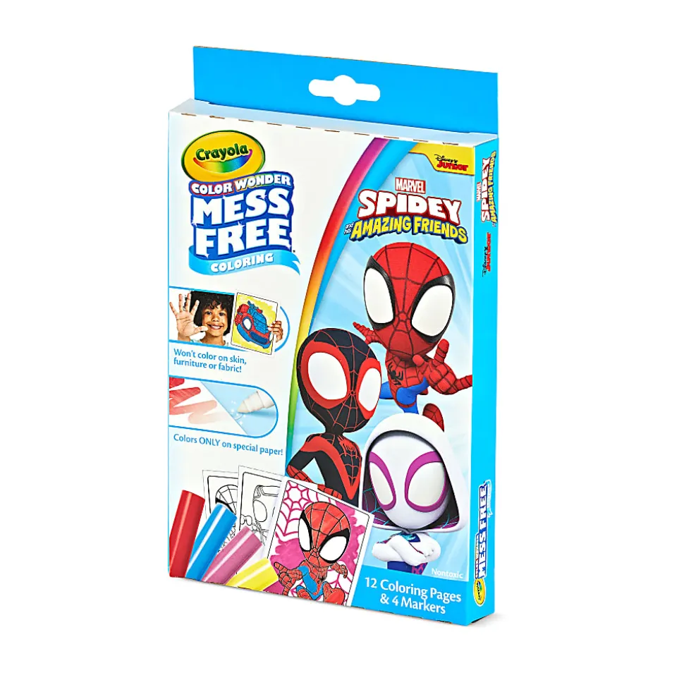 Crayola Color Wonder Spidey & His Amazing Friends Mini Box Set, 12 Coloring Pages & 4 Mess Free Markers, Toddler Coloring, Gift for Kids, 3+