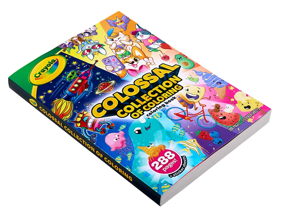 Crayola Colossal Collection of Coloring, 288 Coloring Book Pages, 2 Sticker Sheets, Coloring Book for Kids, Travel Activity, 3+