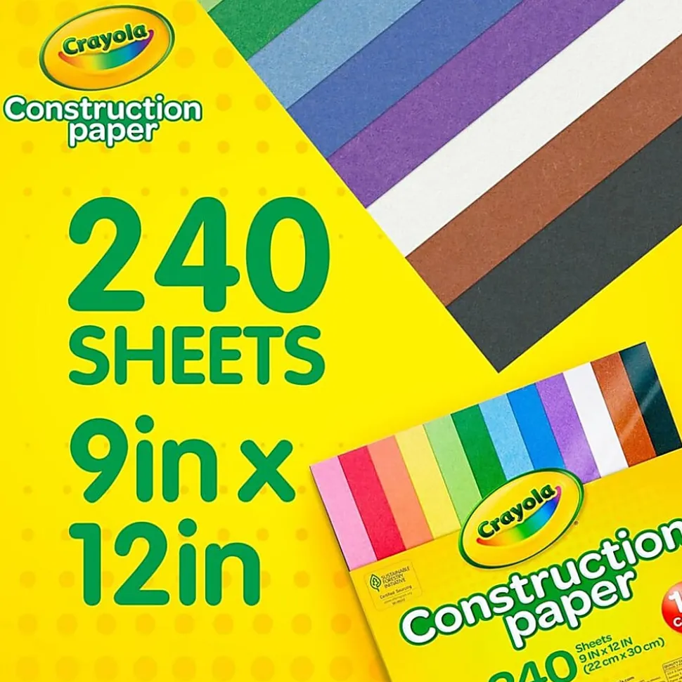 Crayola® Construction Paper, Assorted Colors, 9" x 12", Pack Of 240