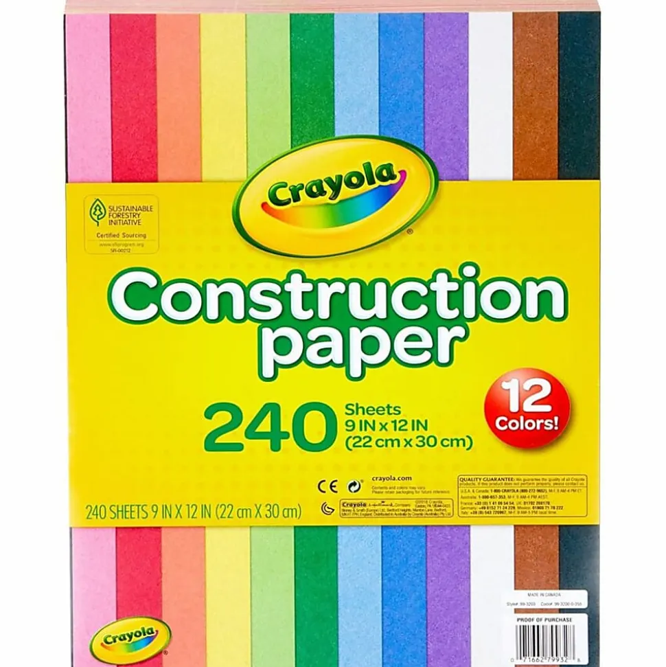 Crayola® Construction Paper, Assorted Colors, 9" x 12", Pack Of 240
