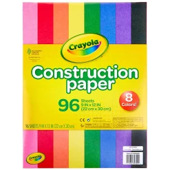 Crayola Construction Paper, 9” x 12”, Assorted Colors, 96 Sheets Per Pack, Set Of 12 Packs