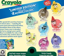 Crayola 64 Count Crayons, With 8 Retired Crayola Crayon Colors, Coloring Set, Gift for Kids Ages 3 & Up