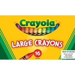 Crayola® Crayons, Large,  Assorted Colors, Box Of 16 Crayons