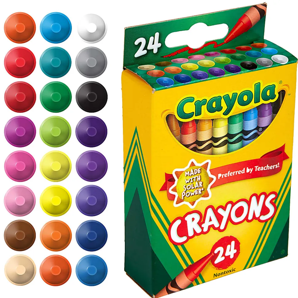 Crayola Crayons, Regular Size, Assorted Colors, 24 Crayons Per Box, Set Of 12 Boxes