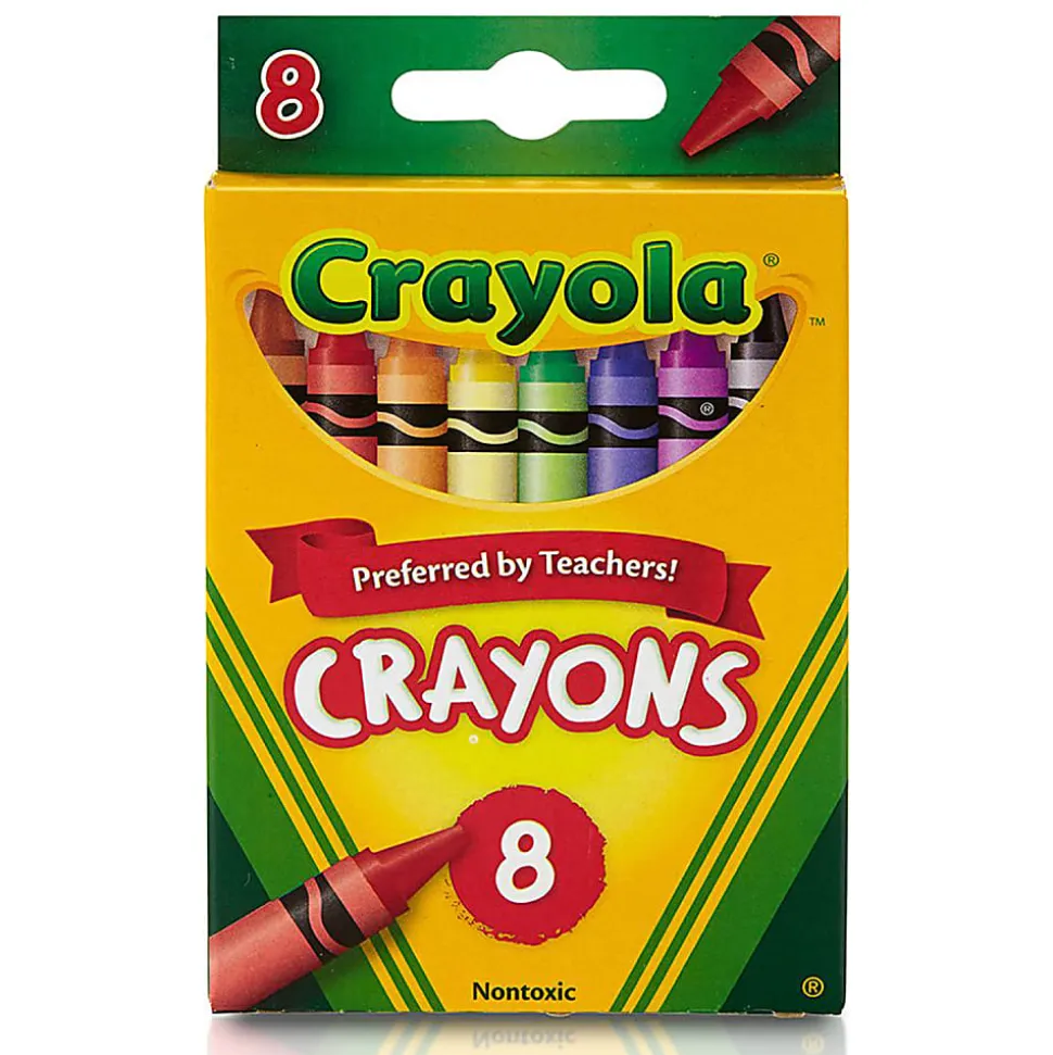 Crayola Crayons, Regular Size, Assorted Colors, 8 Crayons Per Box, Set Of 24 Boxes