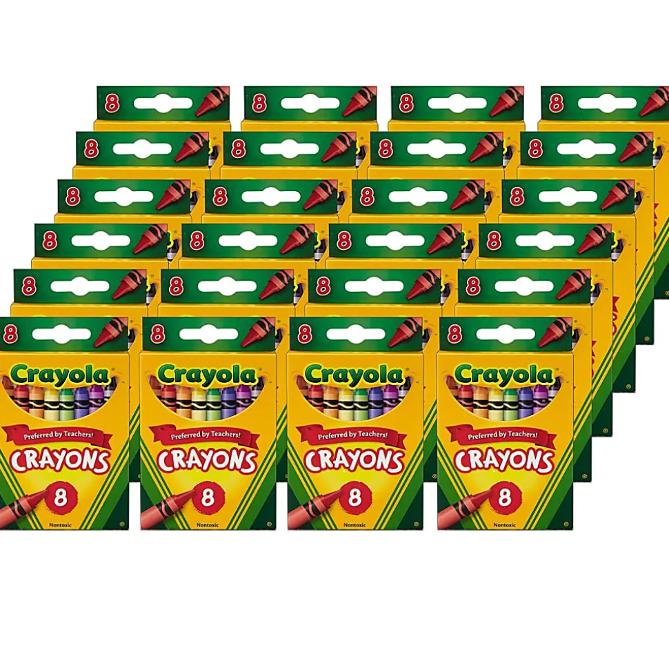Crayola Crayons, Regular Size, Assorted Colors, 8 Crayons Per Box, Set Of 24 Boxes
