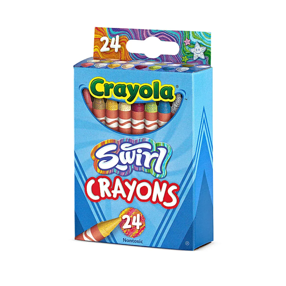 Crayola Crayons, 6-1/4”, Swirl, Pack Of 24 Crayons